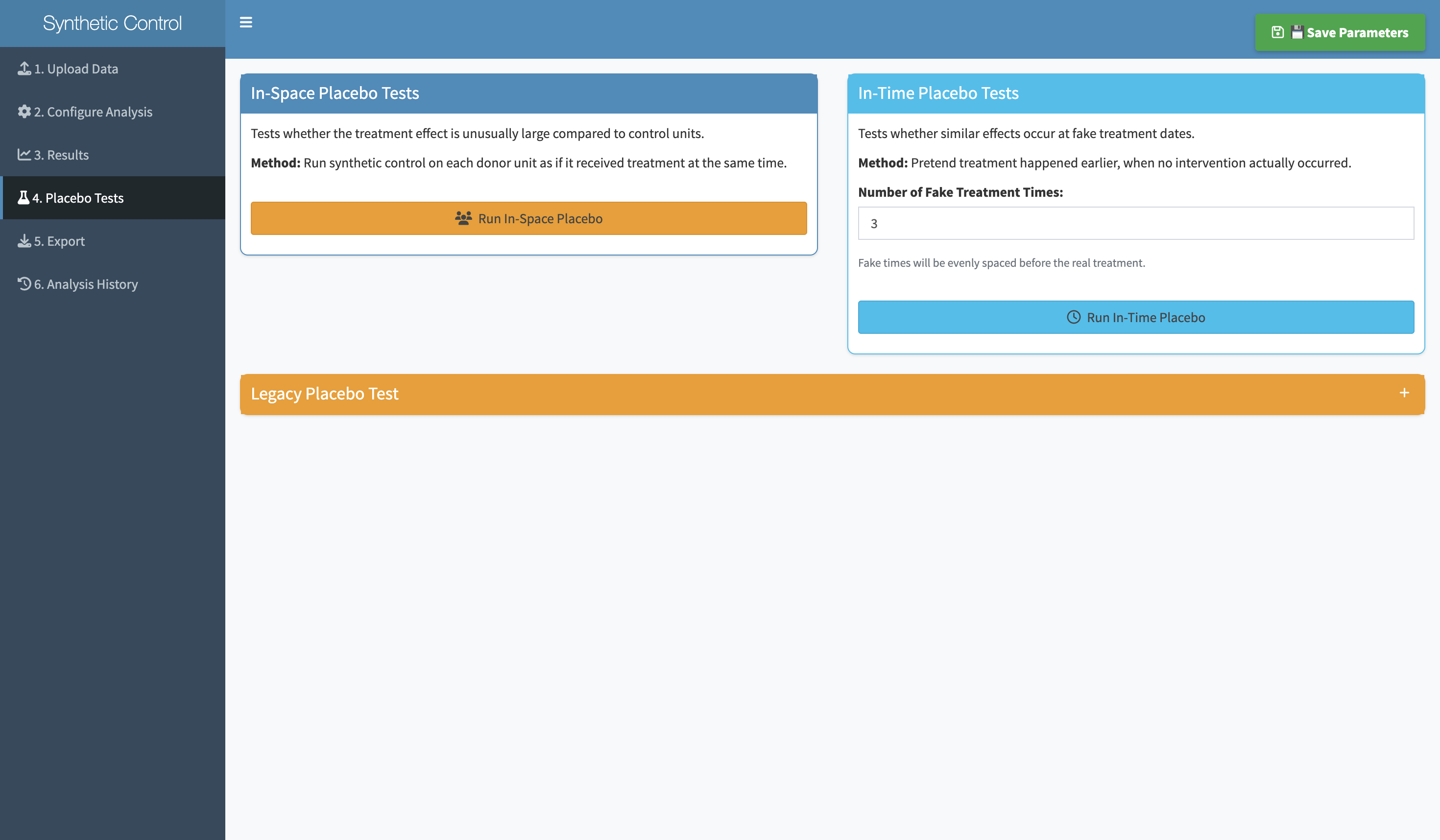 Running placebo tests