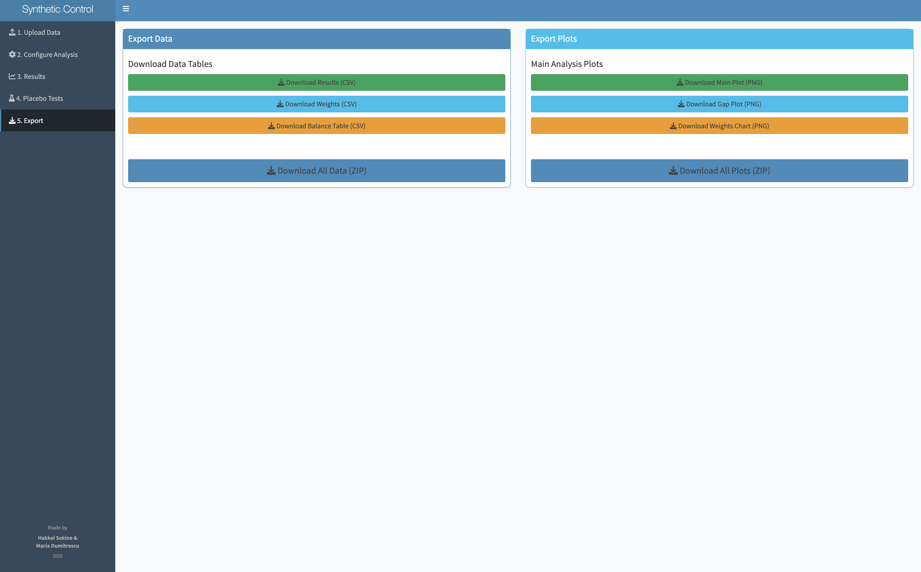 Save parameters panel