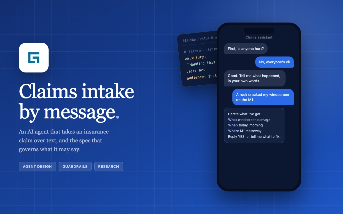 Claims intake by message, an AI agent case study