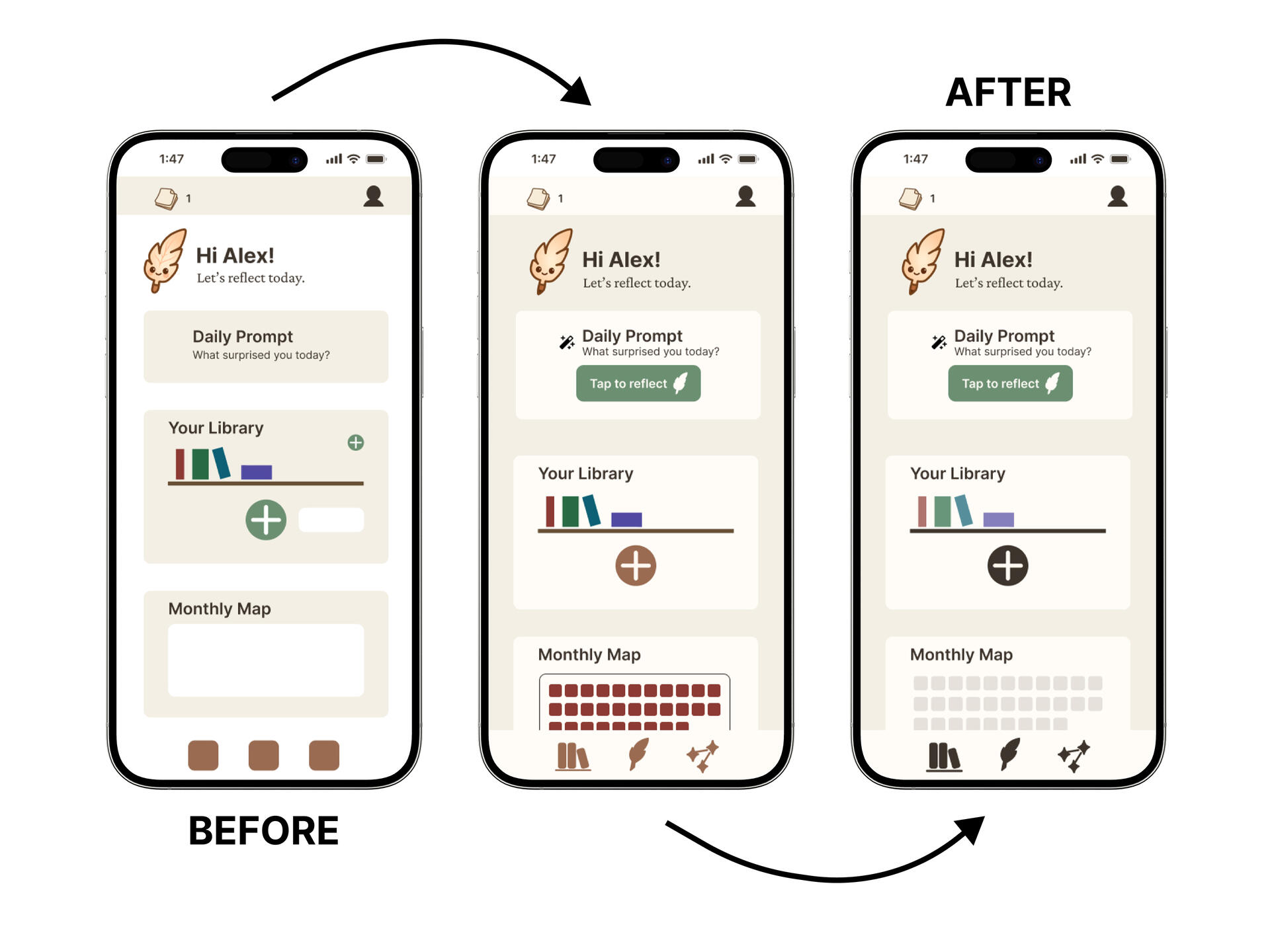 Before and after comparison of Nuuko's intro page redesign