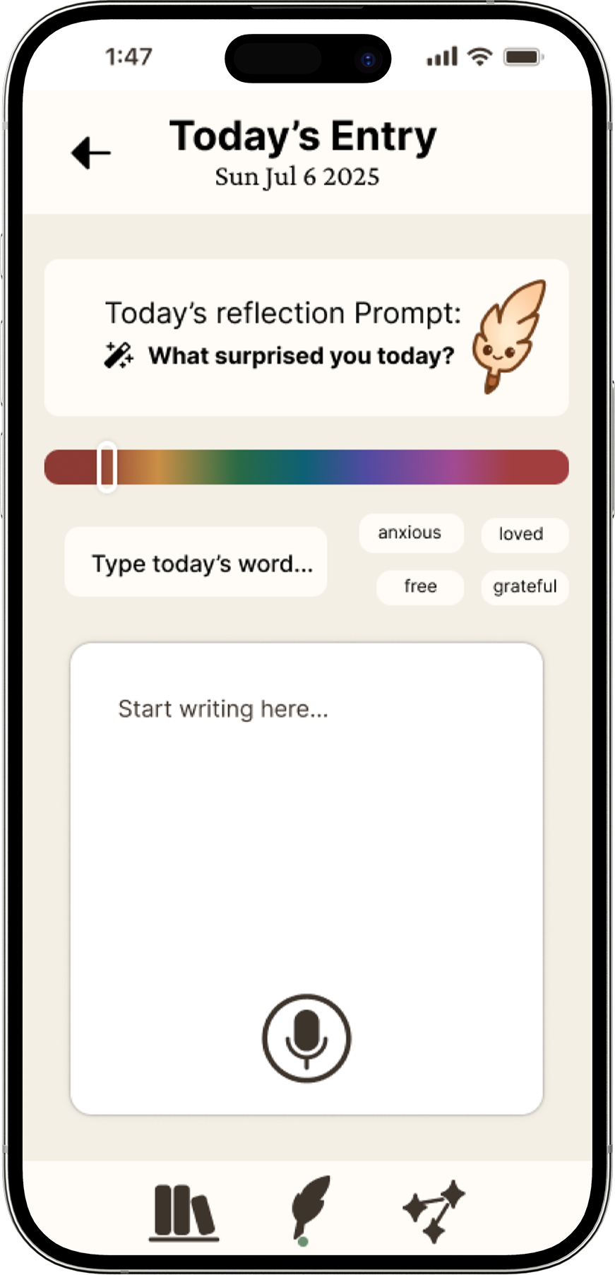 Nuuko today entry screen