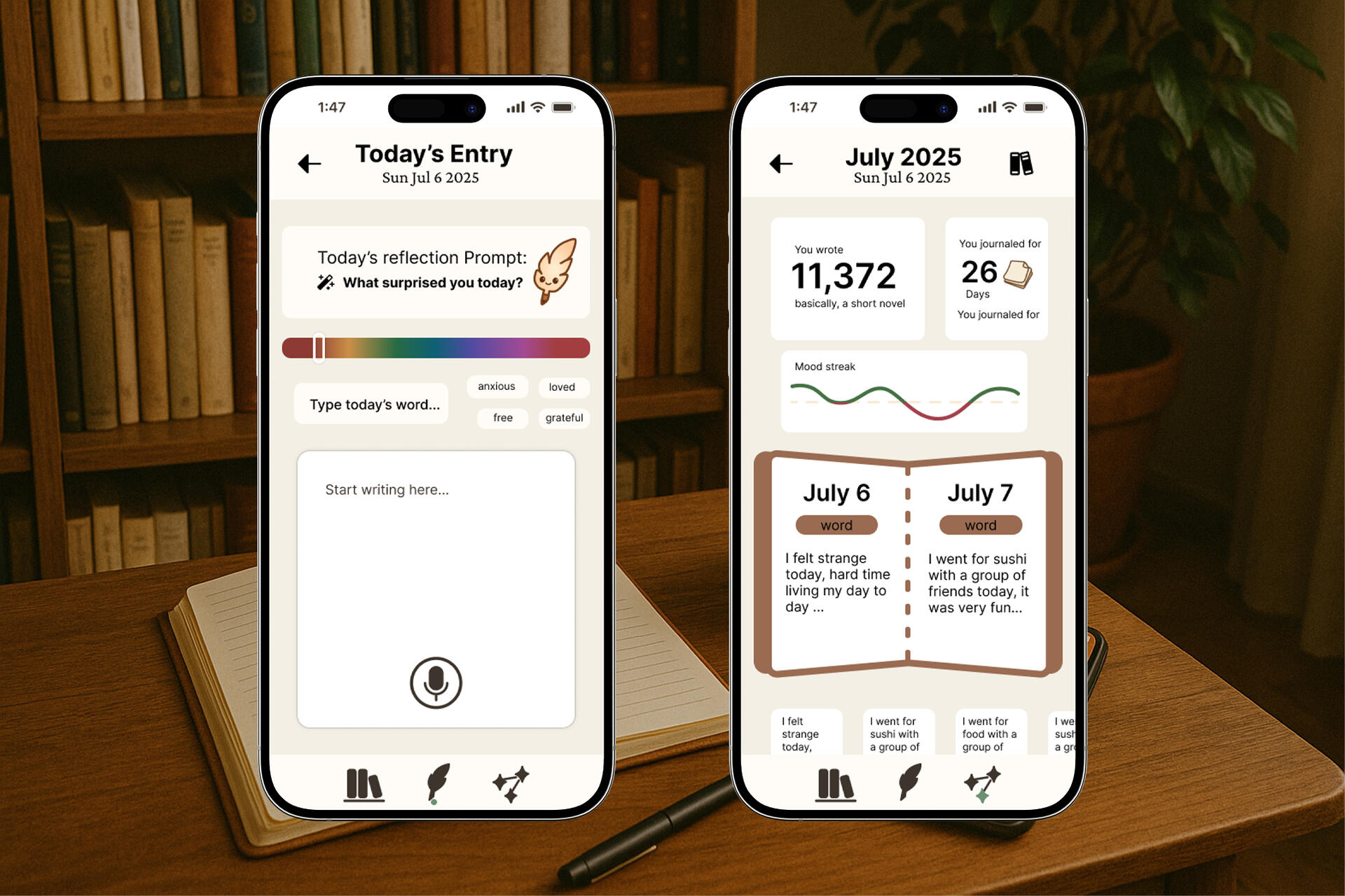 New entry and insights page in the final app