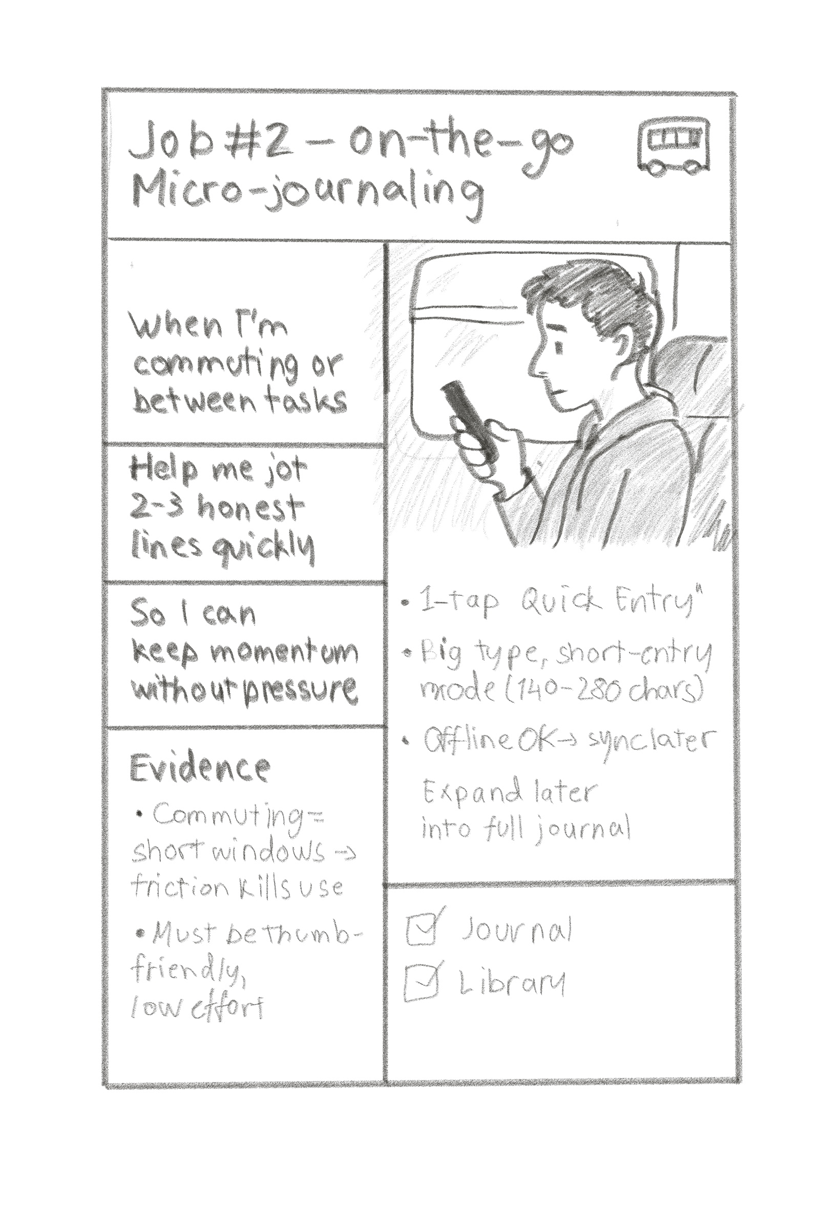 Job #2: on-the-go journaling in commute moments